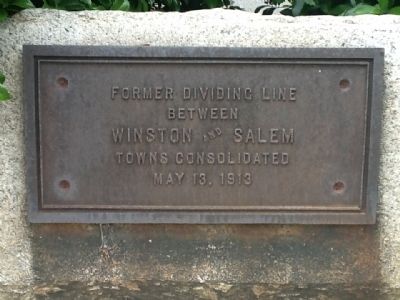 Former Dividing Line Between Winston and Salem Marker. Click for full size. Former Dividing Line Between Winston and Salem Marker image. Click for full size.