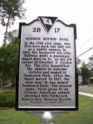 Monroe Boykin Park Marker image. Click for full size.
