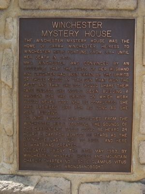 Winchester Mystery House Marker image. Click for full size.