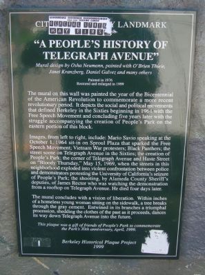 “A People’s History of Telegraph Avenue” Marker. Click for full size. “A People’s History of Telegraph Avenue” Marker image. Click for full size.