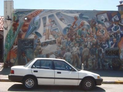 “A Peoples History of Telegraph Avenue” Mural, #1 (left to right) image. Click for full size.
