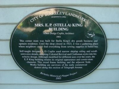 Mrs. E.P. (Stella) King Building Marker. Click for full size. Mrs. E.P. (Stella) King Building Marker image. Click for full size.