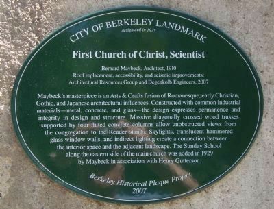First Church of Christ, Scientist Marker. Click for full size. First Church of Christ, Scientist Marker image. Click for full size.