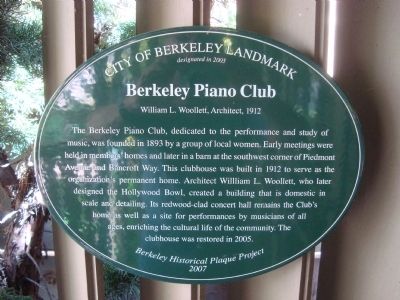 Berkeley Piano Club Marker image. Click for full size.