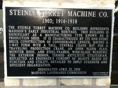 Steinle Turret Machine Co. Marker. Click for full size. Steinle Turret Machine Co. Marker image. Click for full size.