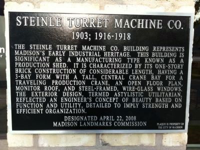 Steinle Turret Machine Co. Marker image. Click for full size.