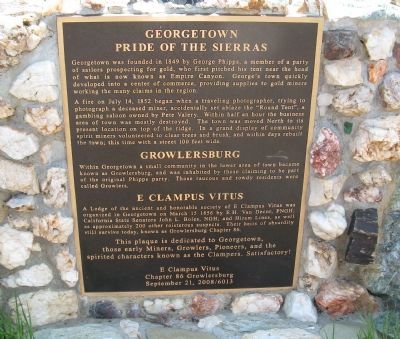 Georgetown-Pride of the Sierra / Growlersburg / E Clampus Vitus Marker image. Click for full size.