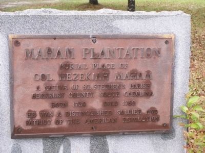 Maham Plantation Marker image. Click for full size.