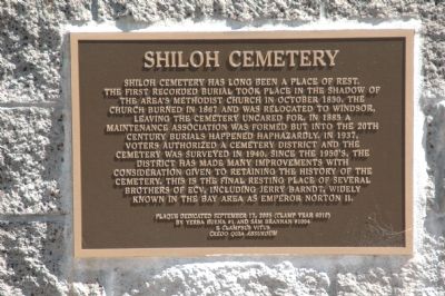 Shiloh Cemetery Plaque image. Click for full size.