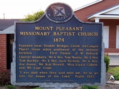 Mt. Pleasant Misionary Baptist Church Marker. Click for full size. Mt. Pleasant Misionary Baptist Church Marker image. Click for full size.