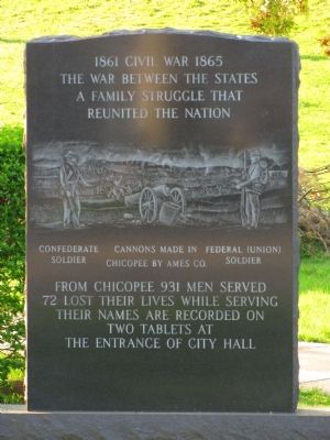 Chicopee Civil War Memorial Marker. Click for full size. Chicopee Civil War Memorial Marker image. Click for full size.