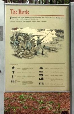Olustee Battlefield Marker, right panel "The Battle" image. Click for full size.