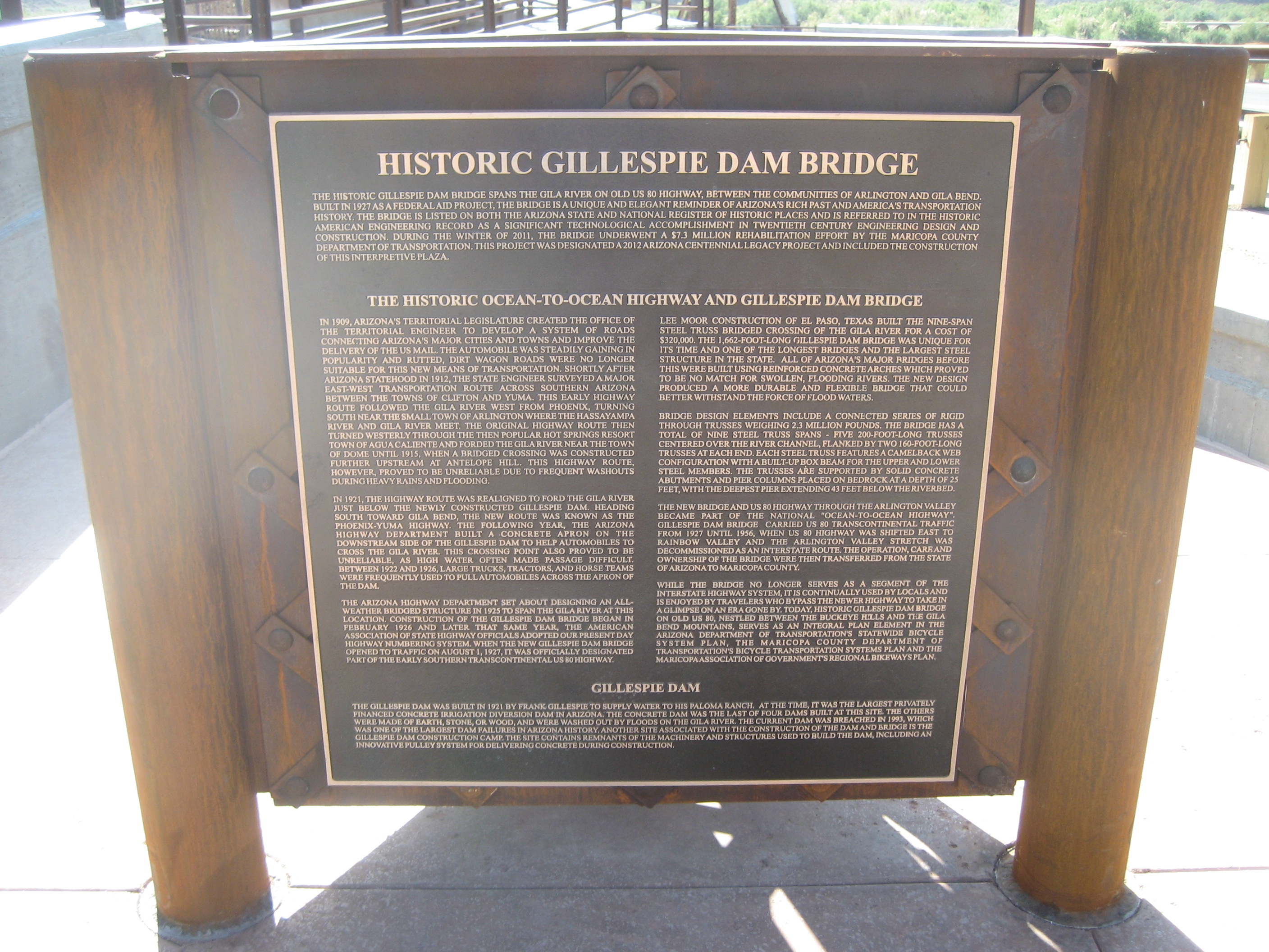 Historic Gillespie Dam Bridge Marker