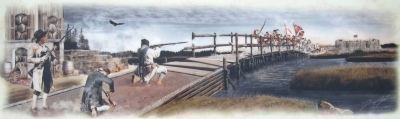 Patriot William (Billy) Flora slows the enemy's advance. <i>Painting by Jeremy Horne</i>. Click for full size. Patriot William (Billy) Flora slows the enemy's advance. <i>Painting by Jeremy Horne</i> image. Click for full size.
