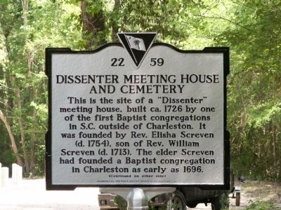 Dissenter Meeting House and Cemetery Marker image. Click for full size.