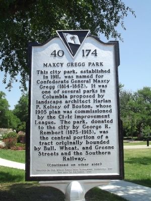 Maxcy Gregg Park Marker image. Click for full size.