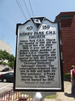 Sidney Park C.M.E. Church Marker image. Click for full size.