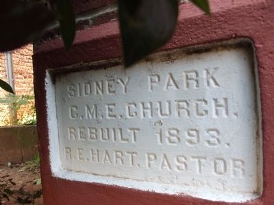 Sidney Park C.M.E. Church Cornerstone. Click for full size. Sidney Park C.M.E. Church Cornerstone image. Click for full size.