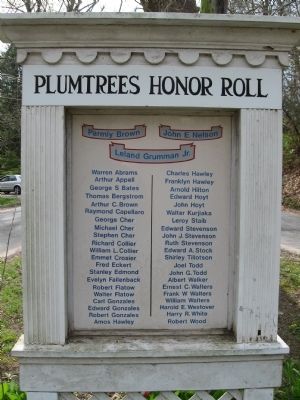 Plumtrees Honor Roll Marker image. Click for full size.