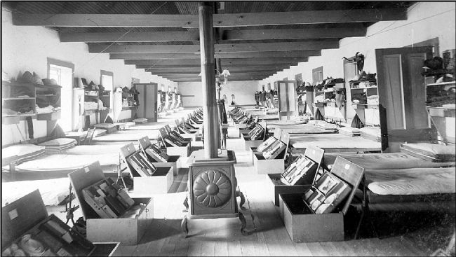Historic view of the interior of the 1873 Infantry Barracks. Click for full size. Historic view of the interior of the 1873 Infantry Barracks image. Click for full size.
