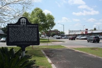Gainesville's Railroads / Past Railroads of Gainesville Marker, looking south along NW 6th Street image. Click for full size.
