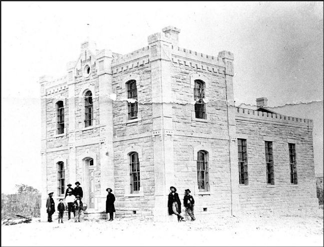 Historic view of the Kinney County Jail used on the marker image. Click for full size.