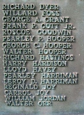 World War Memorial Honor Roll. Click for full size. World War Memorial Honor Roll image. Click for full size.