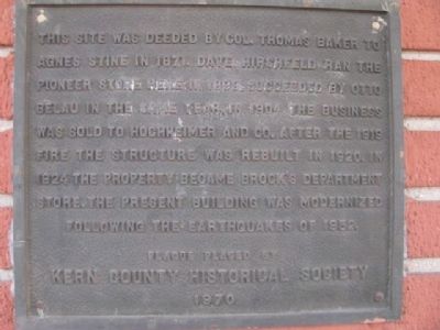 Brock's Department Store Marker. Click for full size. Brock's Department Store Marker image. Click for full size.