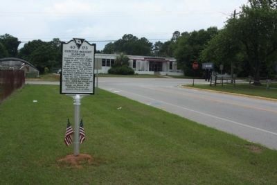Curtiss-Wright Hangar Marker, looking west along Jim Hamilton Blvd. near Airport Blvd image. Click for full size.