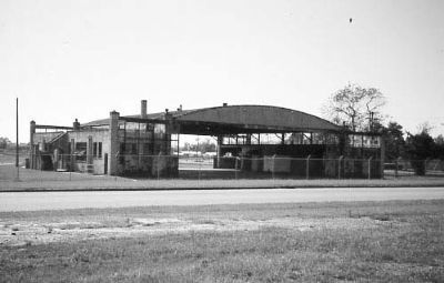 Curtiss-Wright Hangar, rear view (streetside) image. Click for full size.