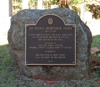 Old Pickens Presbyterian Church Marker. Click for full size. Old Pickens Presbyterian Church Marker image. Click for full size.