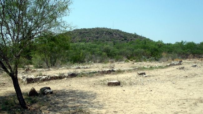 Ruin of Fort Inge commissary store house with Mount Inge in the distance image. Click for full size.