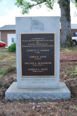 Six Mile Veterans Monument. Click for full size. Six Mile Veterans Monument image. Click for full size.