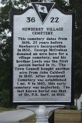 Newberry Village Cemetery Marker image. Click for full size.