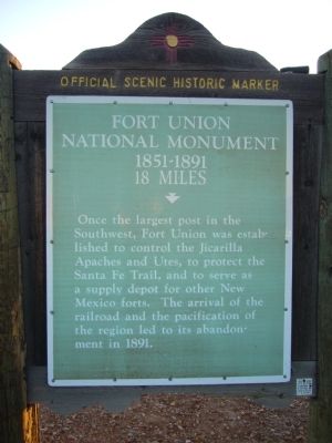 Fort Union National Monument Marker. Click for full size. Fort Union National Monument Marker image. Click for full size.