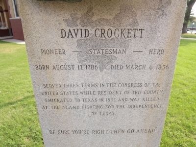 David Crockett Memorial Bust image. Click for full size.