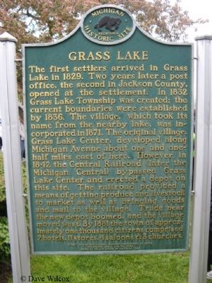Grass Lake (Michigan) Marker image. Click for full size.