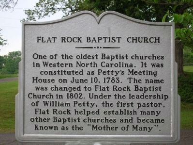 Flat Rock Baptist Church Marker (side A). Click for full size. Flat Rock Baptist Church Marker (side A) image. Click for full size.