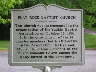 Flat Rock Baptist Church Marker (side B) image. Click for full size.