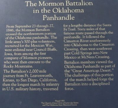 The Mormon Battalion in the Oklahoma Panhandle Marker image. Click for full size.