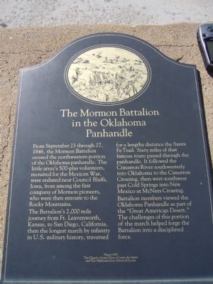 The Mormon Battalion in the Oklahoma Panhandle Marker image. Click for full size.