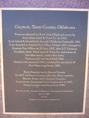 Guymon, Texas County, Oklahoma Marker image. Click for full size.