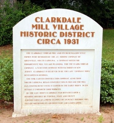 Clarkdale Mill Village Historic District Marker image. Click for full size.