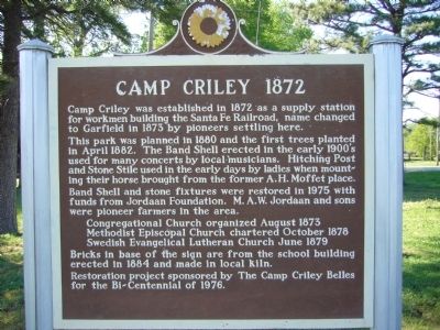 Camp Criley 1872 Marker image. Click for full size.