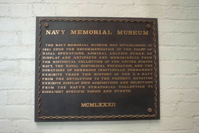 Plaque in vestibule at entrance to National Museum of the U.S. Navy (formerly; Navy Memorial Museum) image. Click for full size.