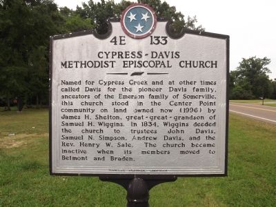 Cypress - Davis Methodist Episcopal Church Marker image. Click for full size.