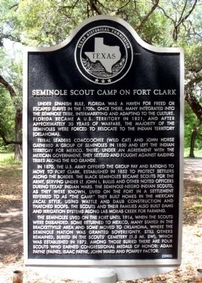 Seminole Scout Camp on Fort Clark Marker image. Click for full size.
