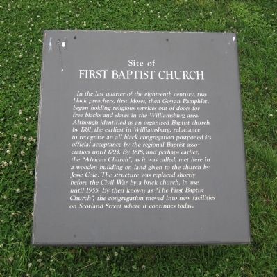 Site of First Baptist Church Marker image. Click for full size.