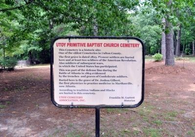 Historic Utoy Cemetery Sign. Click for full size. Historic Utoy Cemetery Sign image. Click for full size.