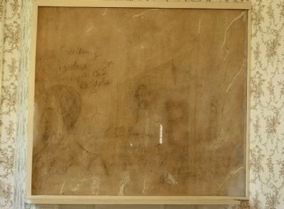 Landon House Marble with fading pencil sketchings and signatures of soldiers image. Click for full size.